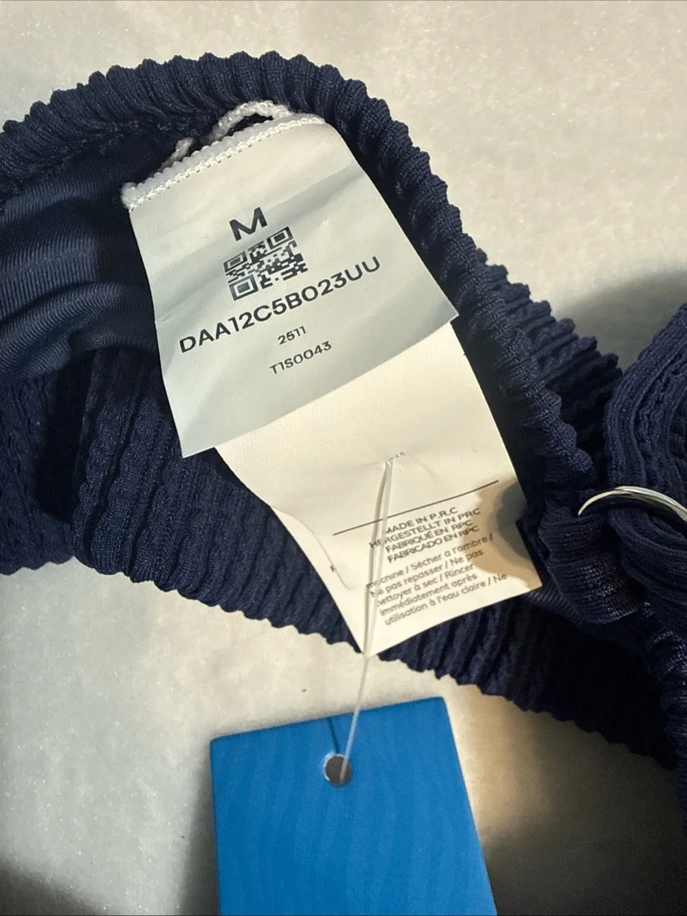 New Navy Blue CupShe Ribbed Highwaisted Bikini Set. Medium